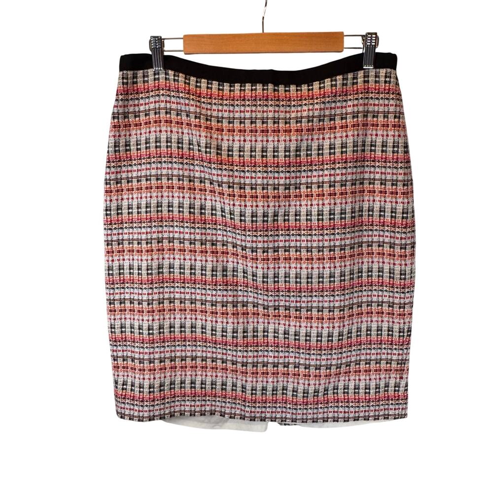 Talbots Womens 14P Texture Metallic Stripe Pencil Skirt Colorful Career Workwear - Picture 1 of 7